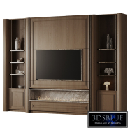 Classic Wood TV Wall with Fireplace and Shelves