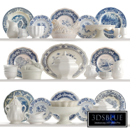 Set of dishes with vintage plates 02