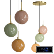 Cluster pendant light Josie made of opal glass