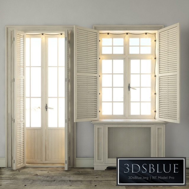 Windows with shutters and backlighting