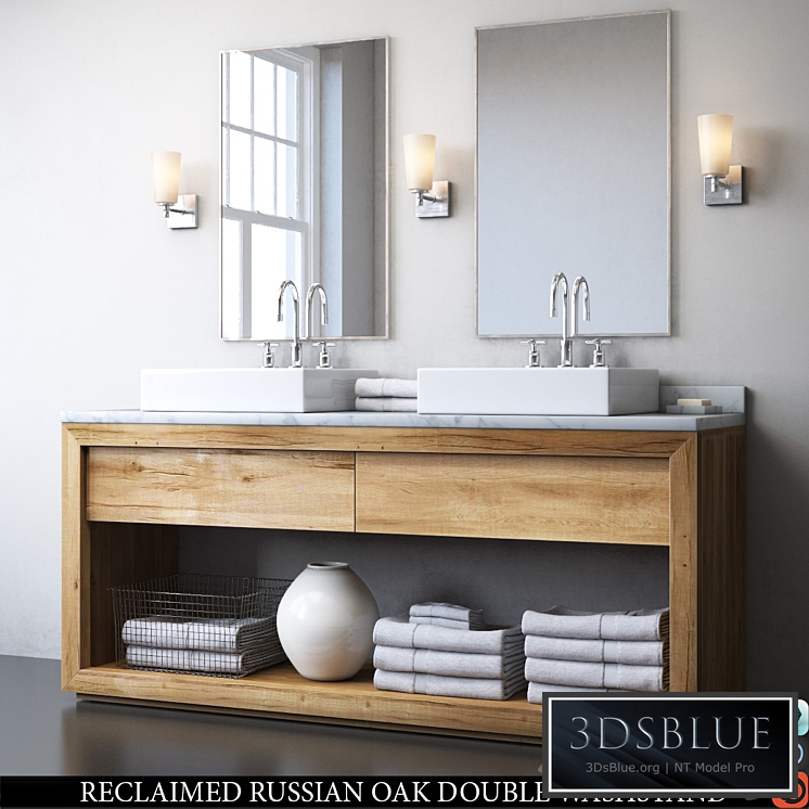 RECLAIMED RUSSIAN OAK DOUBLE WASHSTAND