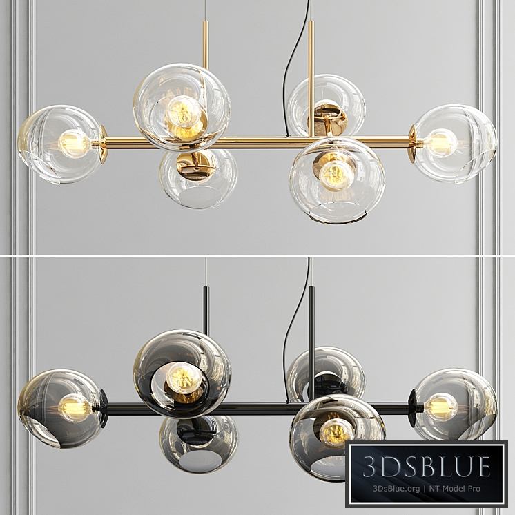 Staggered Glass Chandelier 6 Light