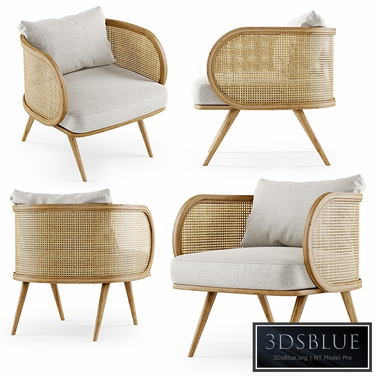 Wooden rattan lounge chair C20 by Bpoint Design / Rattan chair