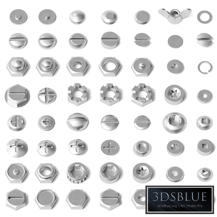 Set of nuts, bolts, washers