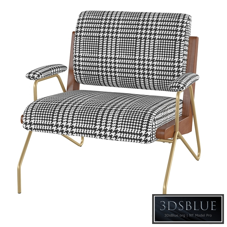 HomaryHoundstooth Accent Chair Modern Linen Upholstered Accent Chair