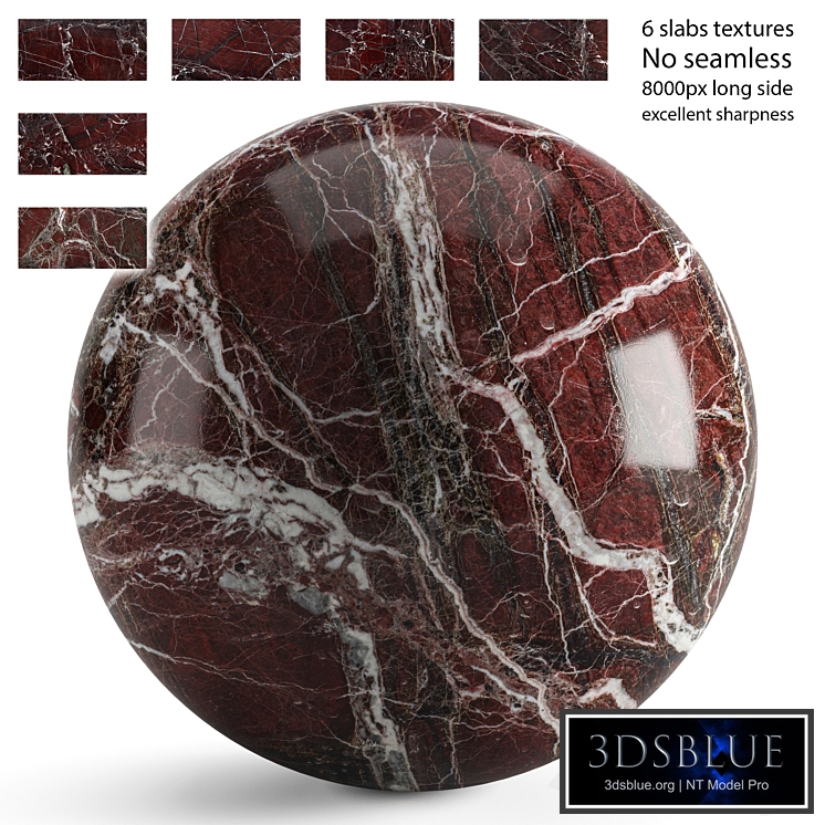 Red marble v2. 6 textures at 8k