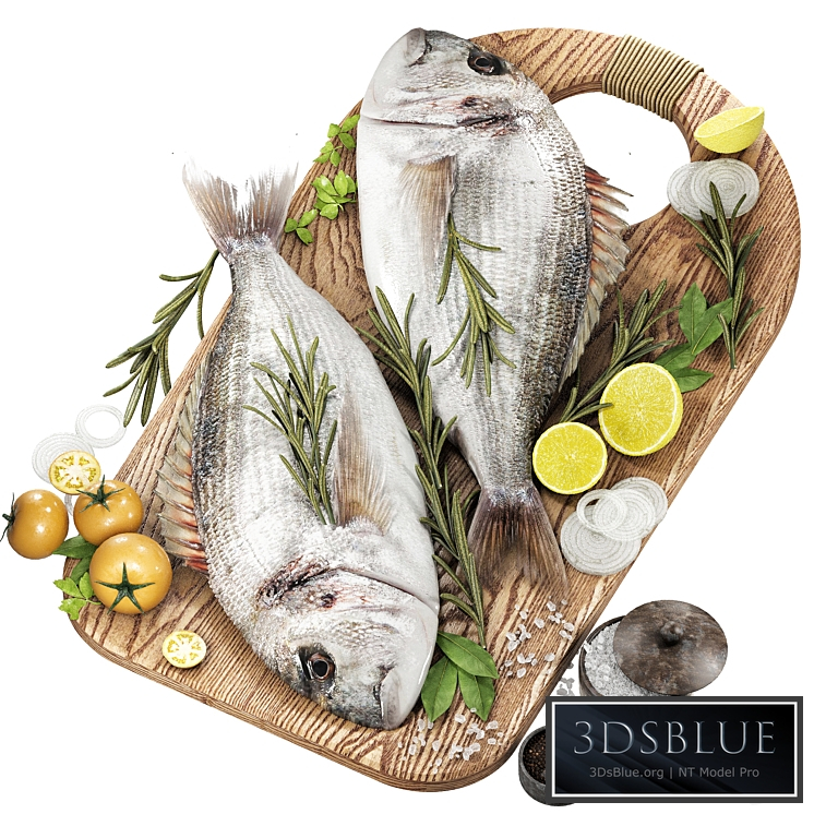 fresh fish with vegetables and herbs