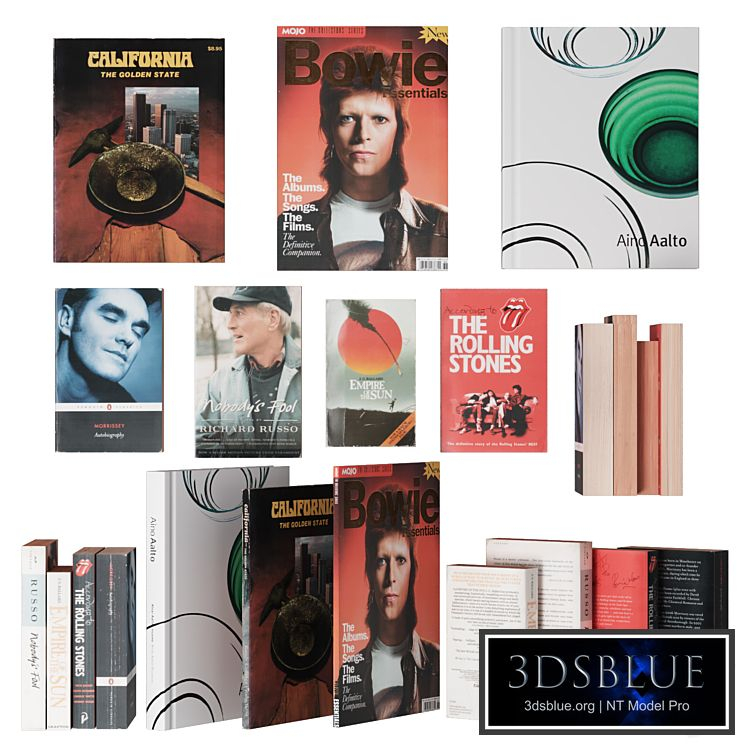 Set of books and magazines