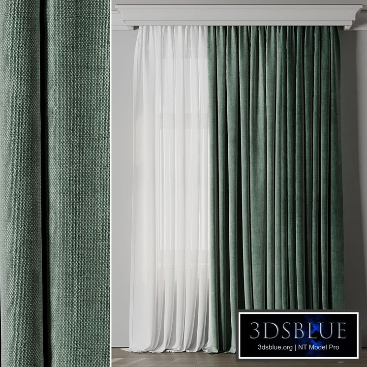 Low width curtains 04 set green