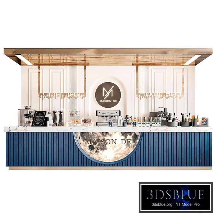 Coffee point in a classic style with a coffee machine and desserts