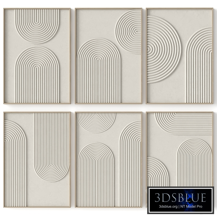 Set of six relief panels