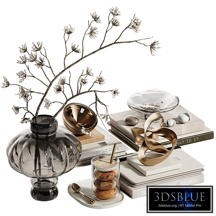 Decor set with branches in glass vase