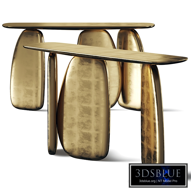 Ardara II Brabbu Gold Leaf Marble Console Table