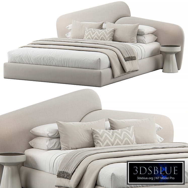 Rounded Upholstered Headboard Bed