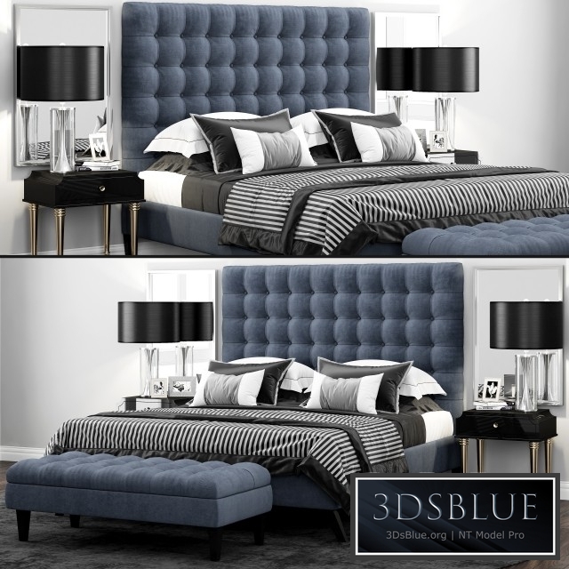 Bed TOV Furniture Eden Grey Velvet Tufted