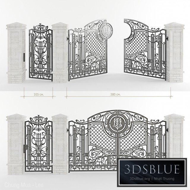 Forged gate with a gate and pillars