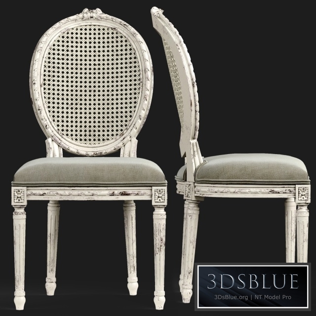 Eloquence Louis Cane Dining Chair in Antique White