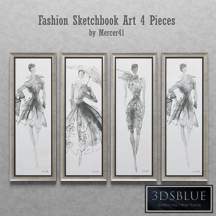 Fashion Sketchbook Art 4 Pieces