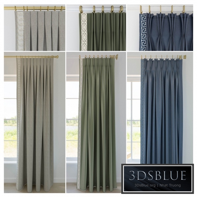Set of curtains with decorative trim