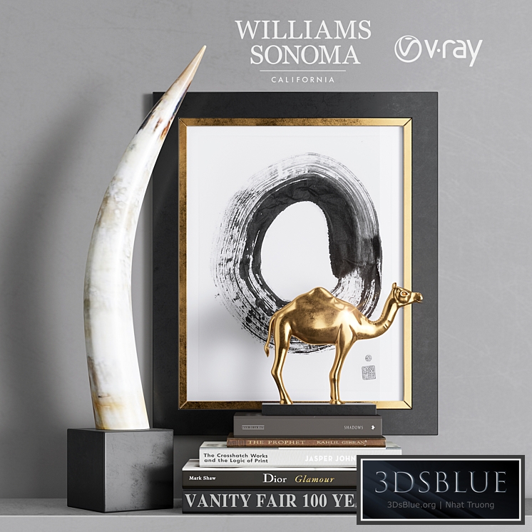 William Sonoma - Yak Horn On Black Stand