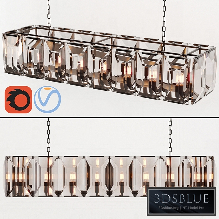 RH HARLOW CRYSTAL RECTANGULAR CHANDELIER 55