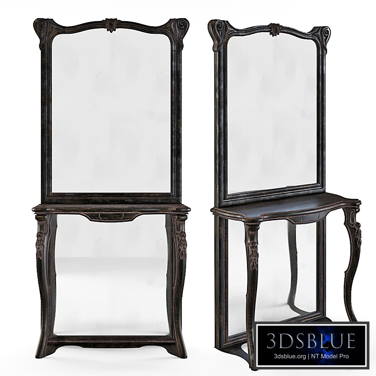 An old console with a mirror