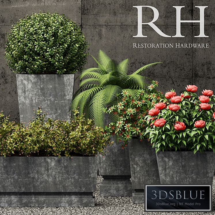 Restoration Hardware pedestal sheet metal planters