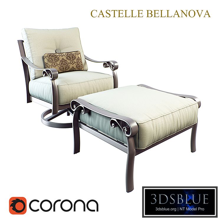 Bellanova Cushioned Swivel Rocker_Ottoman