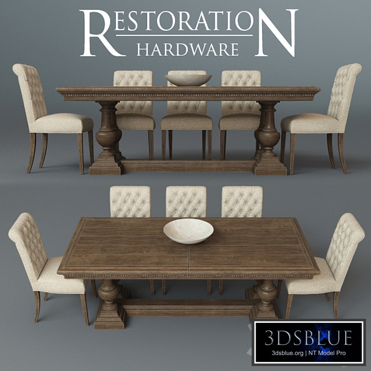 St. James Rectangular Dining Table &amp; Bennett Roll-Back Side Chair