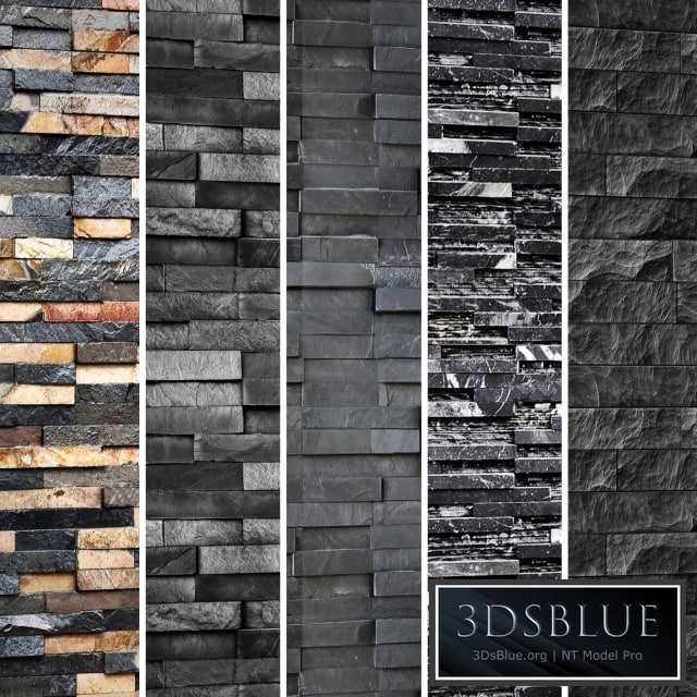 Collection of black stone. Slate, wild stone, wall decor, black stone, decorative, loft, masonry, panel