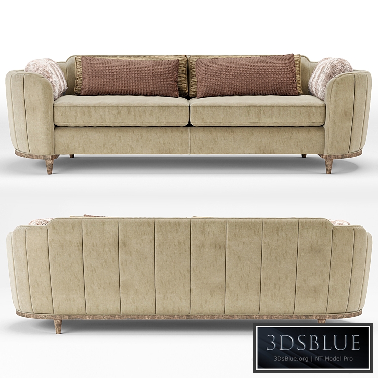 Cherish Round Barrel Beige Velvet Sofa