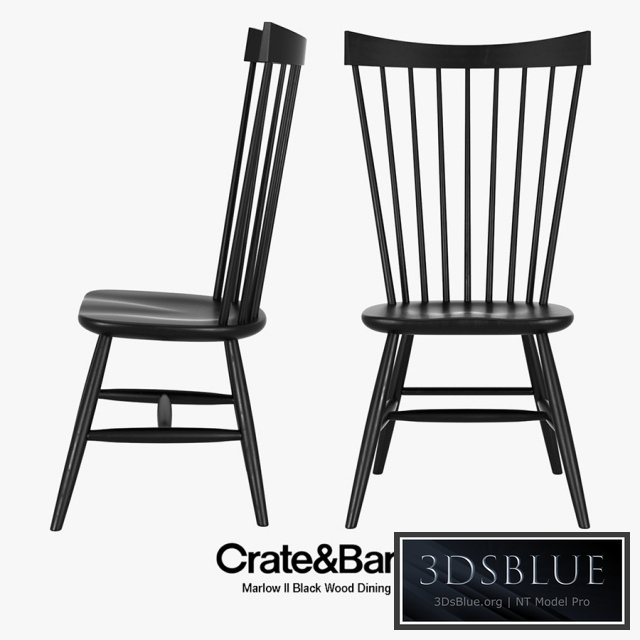 Crate &amp; Barrel - Marlow II Black Wood Dining Chair
