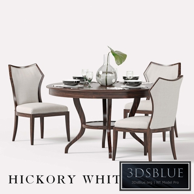Hickory White Halsey Side Chair and Round Dining Table