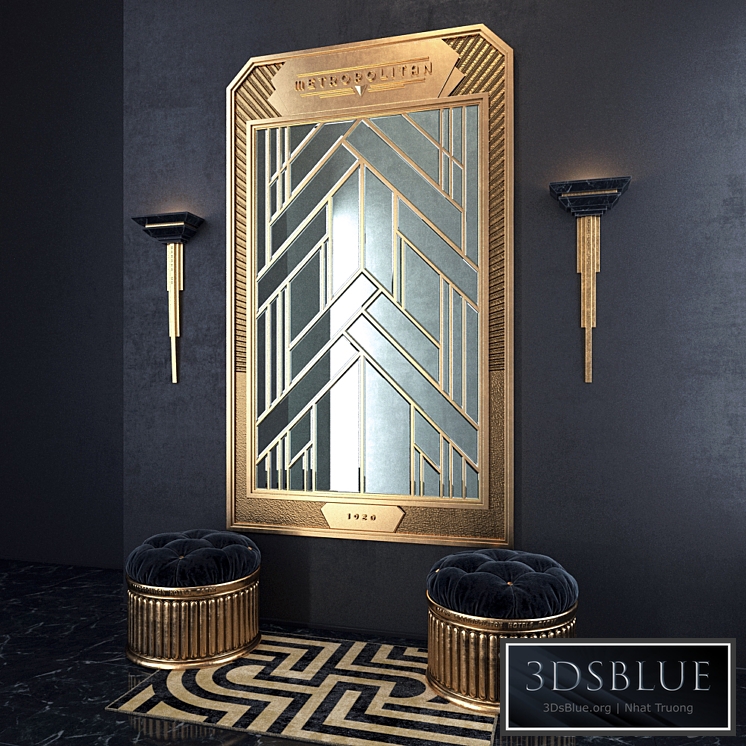 Art Deco composition with a mirror
