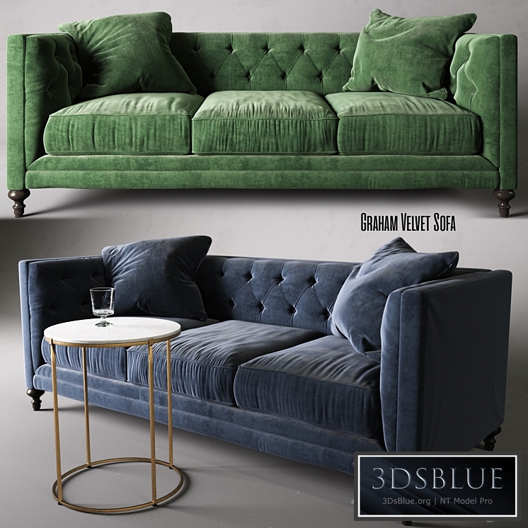 Leavenworth Side Table &amp; Graham Velvet Sofa