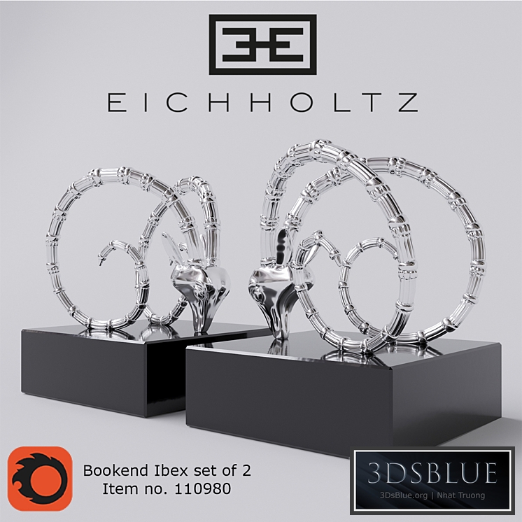 Book holder EICHHOLTZ Bookend Ibex nickel finish set of 2