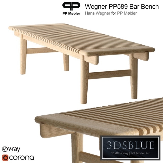Hans Wegner PP Mobler 589 bar bench