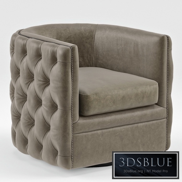 Sawyer Gray Leather Round Swivel Chair