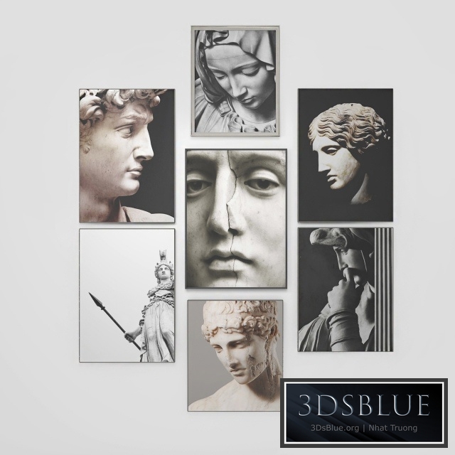 A modern collection of photographs of antique sculptures