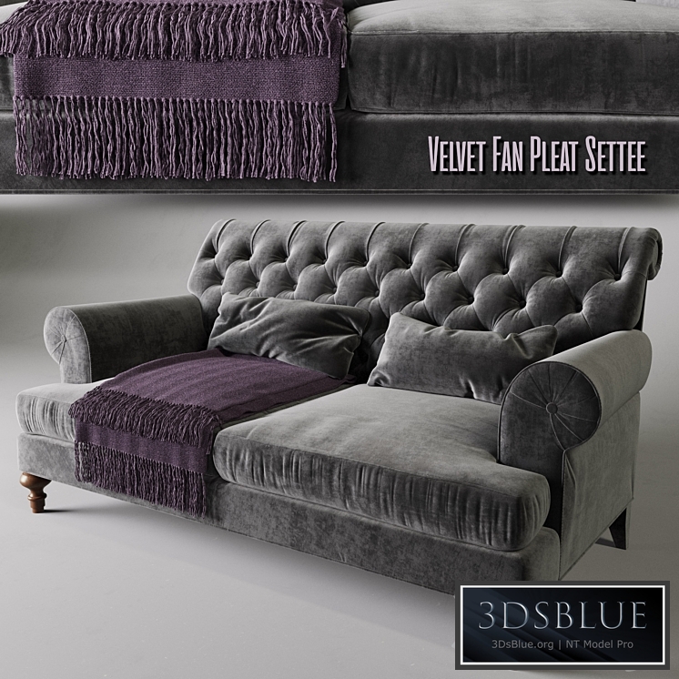 Velvet Fan Pleat Settee | RALF Coffee table