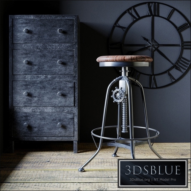 Industrial Clock House backless stool