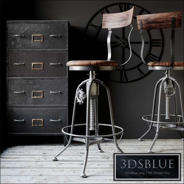 Industrial Clock House Stool
