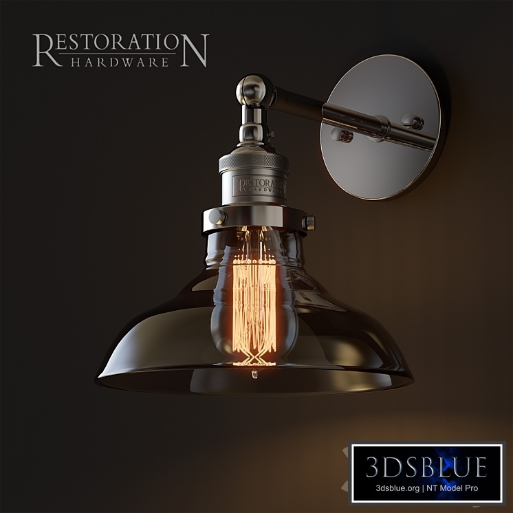 20th C. Factory filament smoke glass barn sconce chrome