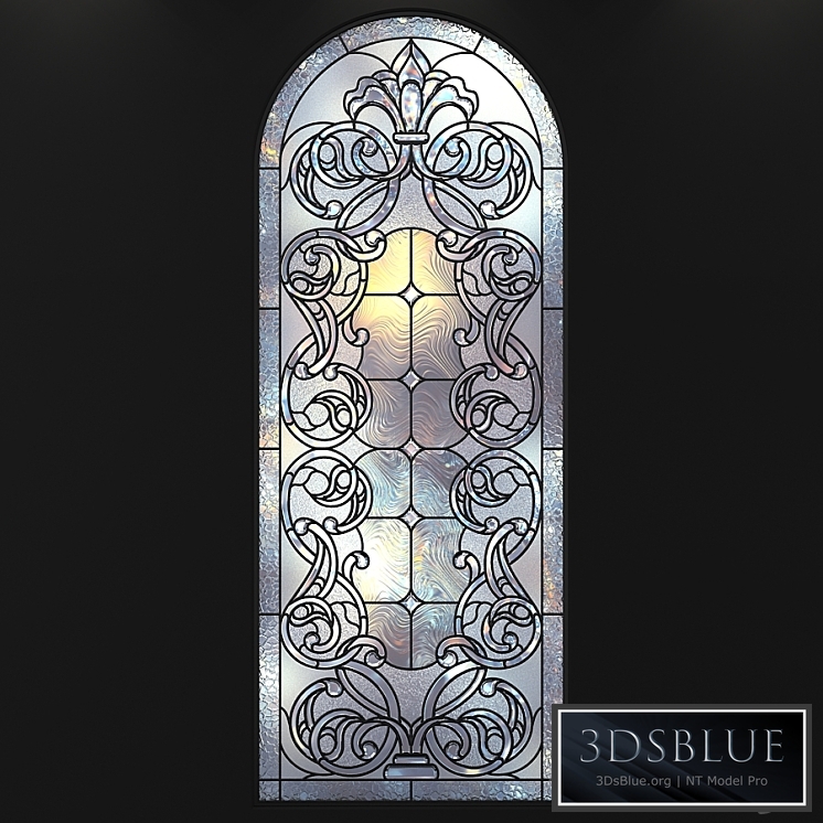 Stained glass window with an arch