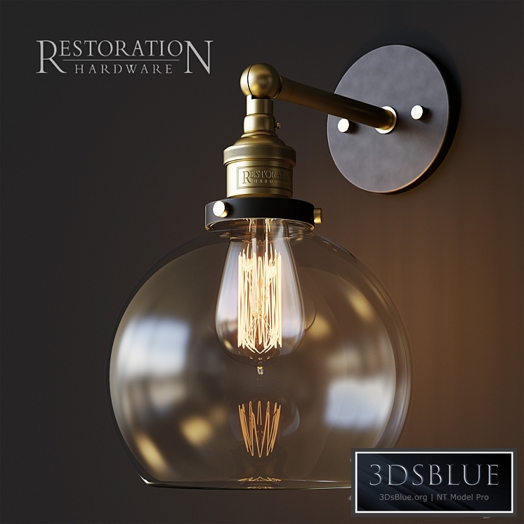 20th C. Factory filament clear glass cafe sconce