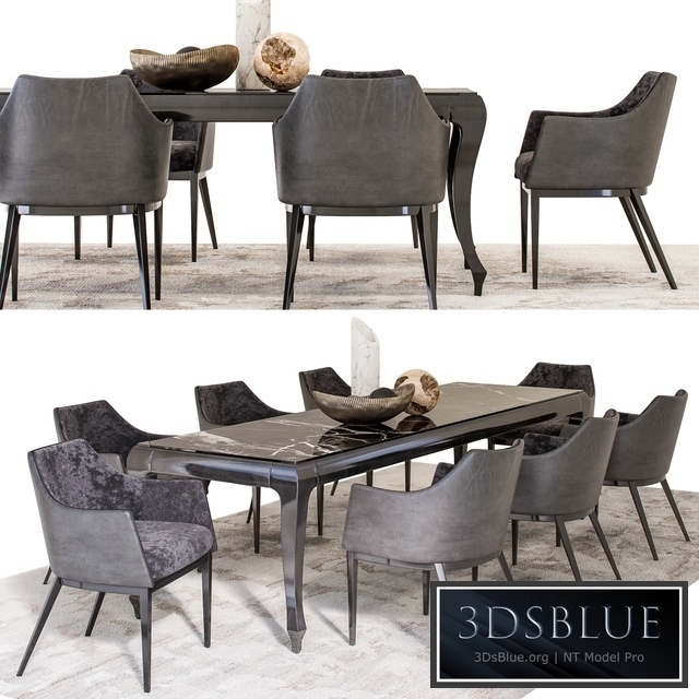 Dining Set - ALBERT-ONE Chair and NEW YORK Table with decoration