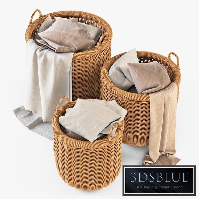 Basket with linen 007 / Natural color