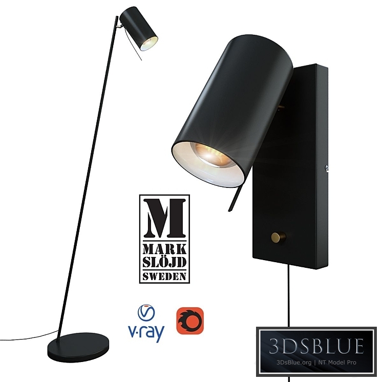 Model CARRIE, wall and floor lamps, from the company MARKSLOJD, Sweden.