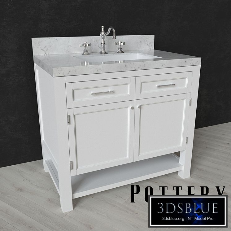 PIEDMONT SINGLE SINK CONSOLE and LANGFORD CROSS-HANDLE WIDESPREAD BATHROOM FAUCET