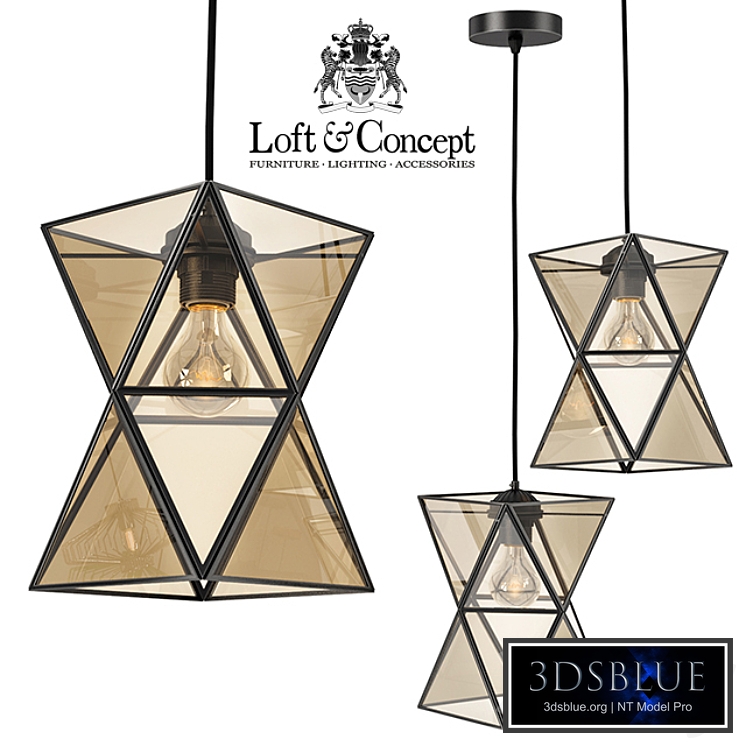 Chandelier PolyPyramid Glass Pendant Cognac